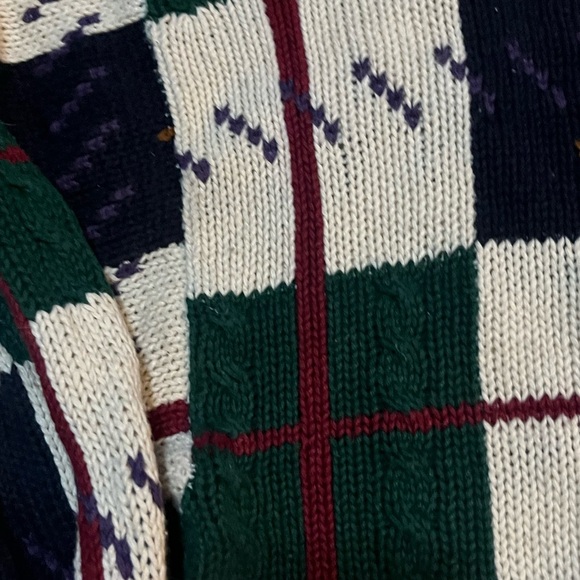 Vintage 1990s Van Heusen Knitted Crewneck Sweater Pattern Grandpa Sweater sz L - Picture 3 of 11